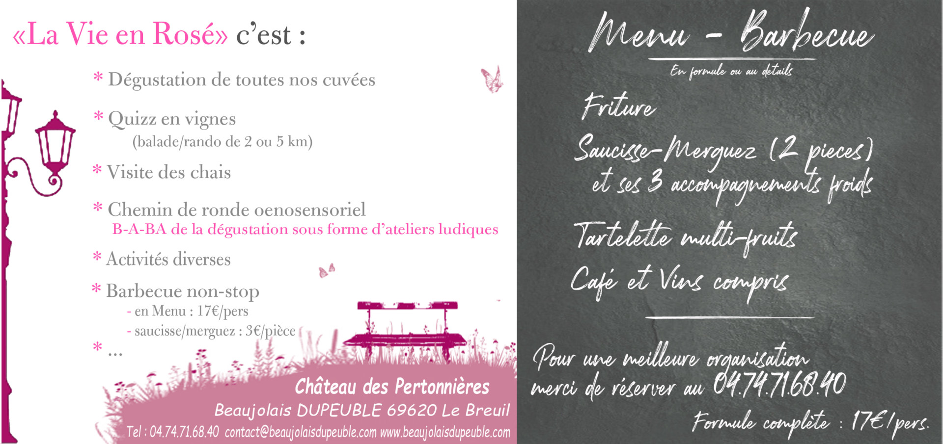 Invitation VERSO Barbecue Chateau Pertonnieres Beaujolais Dupeuble